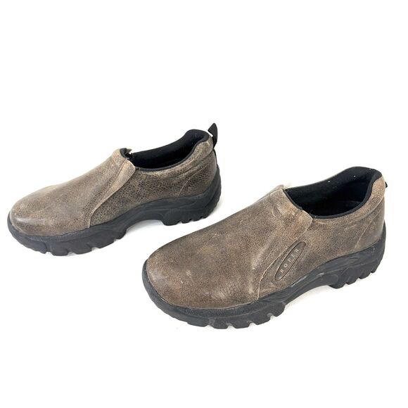 Roper Brown Weathered Leather Performance Slip On Casual Shoes Men’s Size 7 main image 4